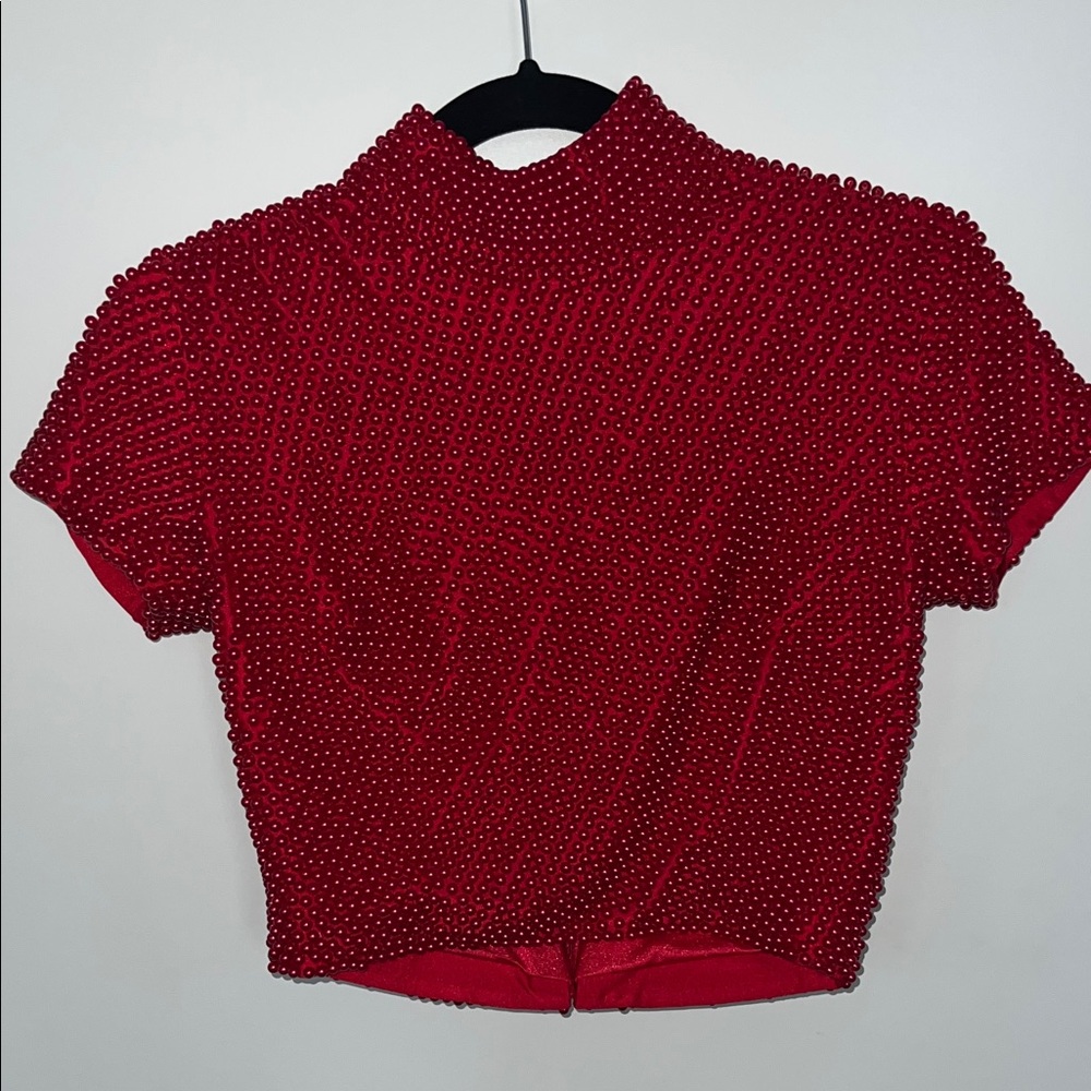 Vintage Cache Red Beaded Crop Top